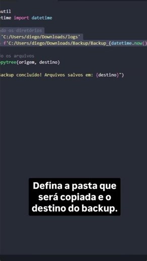 Automatize seu backup de arquivos com Python | #shorts