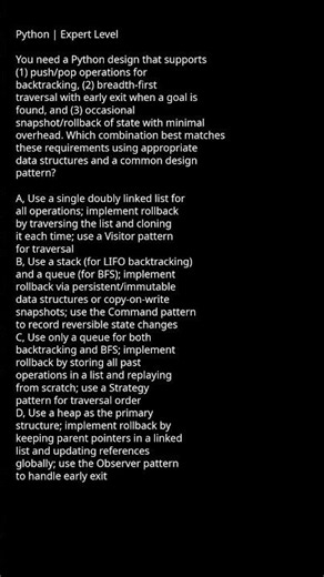 Design Patterns and Data Structures for Efficient Backtracking and Traversal #stack #fiverr #pythonp