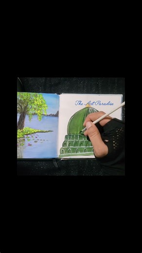 How to draw easyly Masjid-e-Nabvi painting tutorial# makkh#masjidnabvi#...