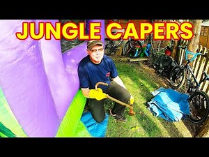 Party in The Garden! Jungle Castle With Slide - Bouncy Castles Videos