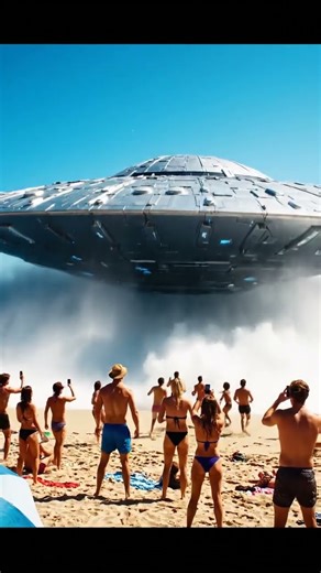 🚨 Giant UFO Lands on Busy Beach!? | Realistic 8K Cinematic Footage Shocks Tourists 🌊🛸