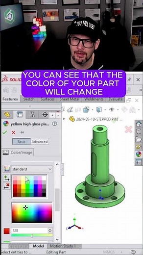 QUICK CHANGE part colors #solidworks #appearance #realview #swatch #faces