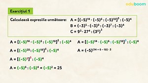 Puteri cu exponent număr natural. Exerciții. Partea I. Matematica clasa a 6-a