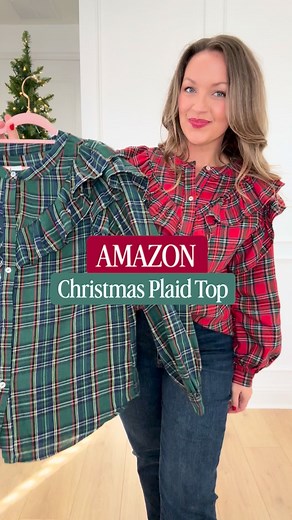 This Christmas Plaid Ruffle Flannel Top🎄is so gorgeous and chic for the holidays!! ⬇️Comment SHOP for a DM w/ 🔗! Love the traditional red Christmas plaid and the green is just as festive!! That ruffle collar detail and the cozy flannel material make perfect for Christmas! I am 5’5” size 8/10 wearing Medium! ⬇️Comment SHOP below to receive a DM w/ link to shop this shirt and more holiday outfits from Amazon! 📲Follow me for more affordable fashion and Amazon Fashion finds! Christmas plaid top, 