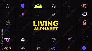 Add a splash of creativity to your projects with the Living Alphabet Part1 motion graphics pack. This collection features animated letters, numbers, and symbols with vibrant liquid, doodle-inspired de