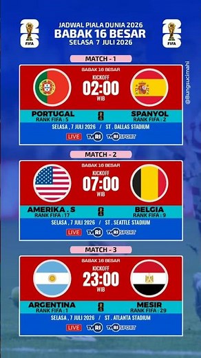 2026 World Cup Round of 16 Schedule Tonight - Portugal vs Spain #fifaworldcup2026