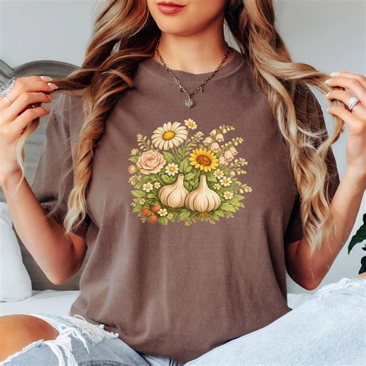 Botanical Garlic Flowers T Shirt Cottagecore Floral Garden Graphic Tee Gift - Etsy