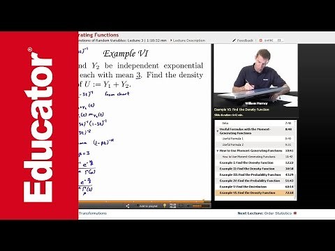 "Moment Generating Functions of Random Variables" | Probability with Educator.com
