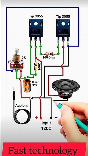Simple amplifier circuit diagram🎚️