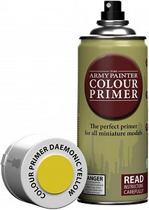 The Army Painter Color Primer Spray Paint, Daemonic Yellow, 400ml, 13.5oz - Acrylic Spray Undercoat for Miniature Painting - Spray Primer for Plastic Miniatures