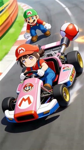 The cutest Mario Kart racer you’ll ever see 💕 #mariokart #cute #funny