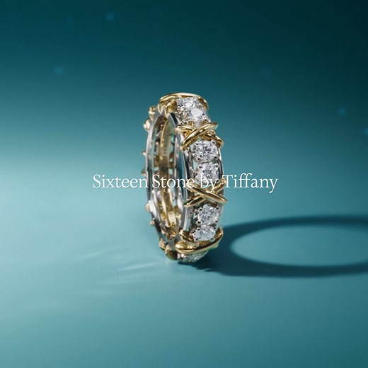 Seemingly sewn together by 18k gold cross stiches, Sixteen Stone by Tiffany is a masterful showcase of the House’s world-renowned diamonds. | Tiffany & Co.