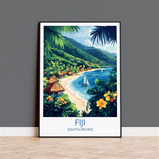 Fiji Travel Poster Wall Art, Travel Print of Fiji, South Pacific Islands Art Lovers Gift - Etsy New Zealand
