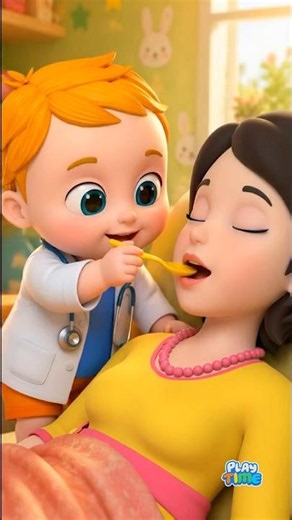 Mommy Gets Sick 😢 | Baby Pretends to Be a Doctor | Baby Cartoon Nursery Rhymes #shorts
