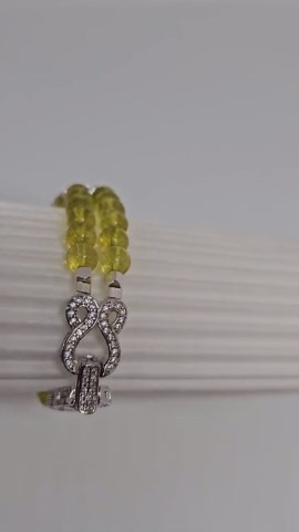 Dainty Peridot Beaded Bracelet: Silver Gemstone Jewelry