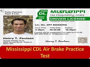 Mississippi CDL Air Brake Practice Test