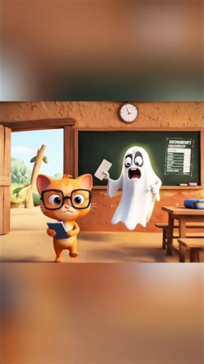 Ghost Teacher vs Naughty Cat 👻😼 | Funniest Classroom Cartoon Short #shorts #cat
