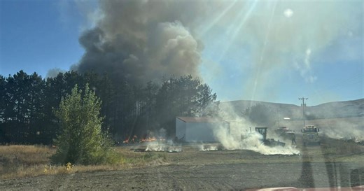 Two-alarm brush fire threatens structure in Kittitas County