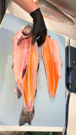 Nate Dee oh Double Gee 🐕 on Instagram: "Mcfarland Springs Trout from the homies at @2byc 🏔️🐟💦🫡😎🤙 #sanfrancisco #fish #butcher #seafood #lover @nopafishmarket 📍 @dexter_outdoors 🔪 @f.dick_official 🗡️"