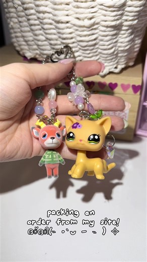 Packing Animal Crossing and LPS Keychains