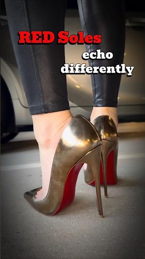 Gold Louboutin Heels ASMR 👠 Red Sole Walk in Stilettos | Luxury Shoe Sounds 🎶