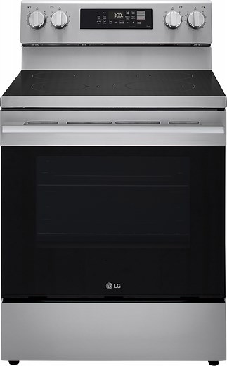 LG 6.3 Cu. Ft. Smart Electric Range With ProBake Convection & Air Fry 30-Inch Wide in PrintProof Stainless Steel - LREN6323YE
