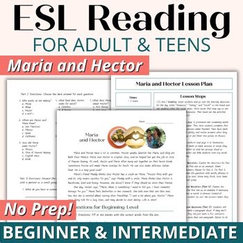 Beginner ESL Reading Comprehension Worksheets for Adults & Teens Maria & Hector