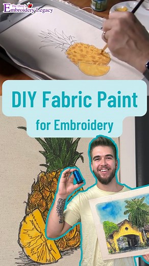 Elevate your machine embroidery game on a budget! 💰🎨 In this short video we'll show you how to craft your own fabric paint for machine embroidery using materials from the dollar store! Combining stitching and painting has never been easier! 🧵🎨 #machineembroidery #fabricpaint #embroideryhacks | Embroidery Legacy