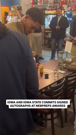 Iowa commit Darion Jones of Omaha North and Iowa State commit Keian Kaiser of Sidney got to practice their signatures at the NebPreps Football Awards before signing day this week. | nebpreps