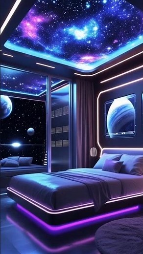Futuristic Space Bedroom Transformation 🚀 | Galaxy LED Room Setup #future #space #epoxy