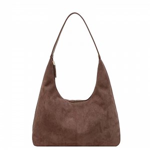 Lohol Trendy Suede Crescent Shoulder Bag Women Tote Bag Satchels Crossbody Purse Top-handle Travel College Work Tote Handbag-Coffee