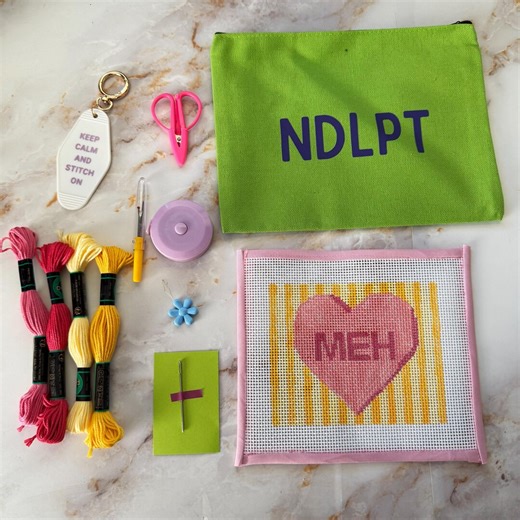 Heart Needlepoint Kit: Beginner Embroidery Project With Zippered NDLPT Pouch and Accessories - Etsy