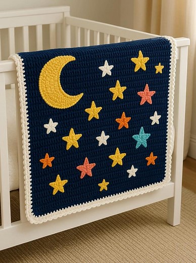 Moon & Stars Baby Blanket Crochet Pattern PDF - Etsy