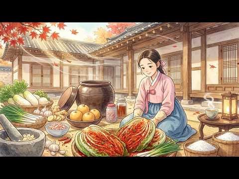 Kimjang Kimchi ASMR🍁 | Cozy Hanok Autumn Prep (Ghibli Style)