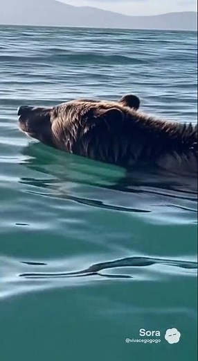 海を泳ぐクマ 漁師が撮影