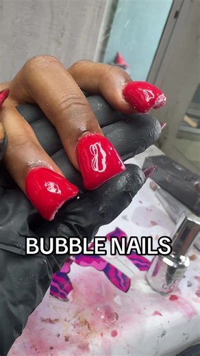 Creating Stunning Red Bubble Nails for Clients