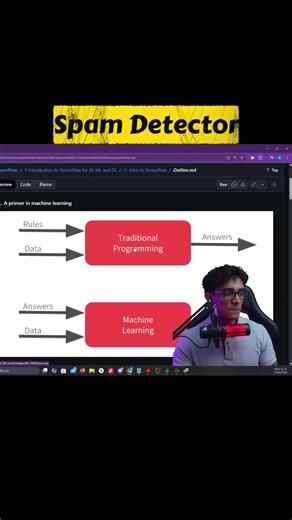 En esta muestra del live de Machine Learning te muestro cómo cambia el paradigma de programación: en lugar de definir un montón de reglas o “condiciones” para resolver un problema, creamos un modelo de Machine Learning que aprende a partir de los datos a generar esas reglas y a generalizar correctamente en casos que no ha visto. #programacion #machinelearning #python