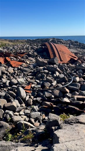 The shipwreck at Lobster Cove is the tugboat D.T. Sheridan, which ran aground on November 5, 1948, in dense fog. All 4 crew members were rescued. #monheganisland #Maine #shipwreck | Photography by Susannah Warner