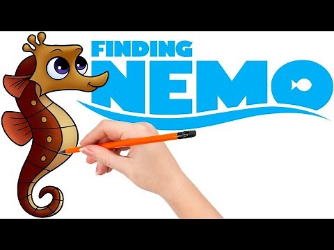 How to draw Sheldon, the "H2O intolerant" seahorse from the reef - Finding Nemo