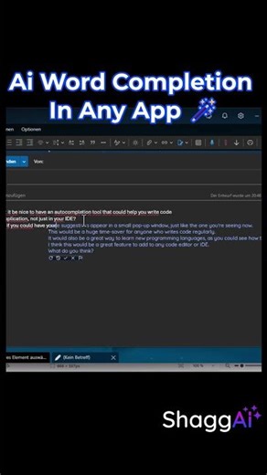 Ai Word Completion In Any App✍️ 🪄#ai #autocompletion #editor