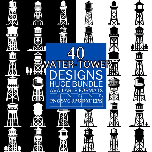 Water Tower SVG Bundle: 40 Unique Vector Designs (digital Download) - Etsy