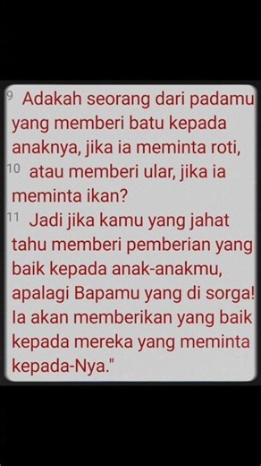 Matius 7 : 9 - 11 #ayatalkitab #kutipankristen #motivasikristen