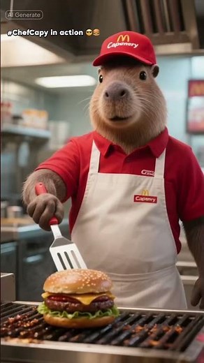 Capybara Working in a Fast Food Restaurant 🍟🧢✨ | Cute Animated Short