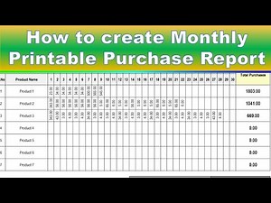 How to create Monthly Printable Purchase | Monthly Purchase Report | Printable Purchase Report