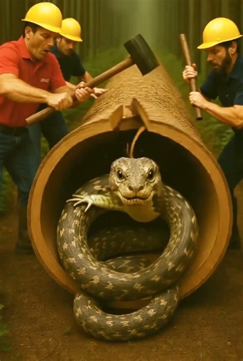 rescue mother snake and snake from giant log video #animals #top6videos #funny #shorts #snake
