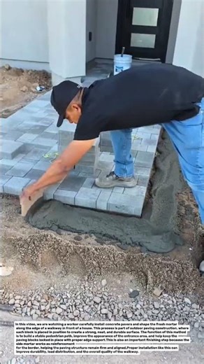 Manual Paver Installation Process | Concrete Border Finishing and Walkway Construction.