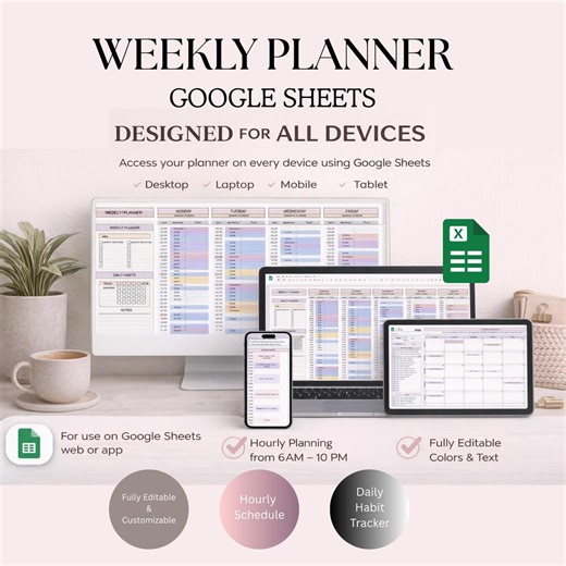 Weekly Digital Planner | Google Sheet Planner | Planner Tabs With Hourly Plan & to Do List | Adhd-friendly Weekly Planner - Etsy