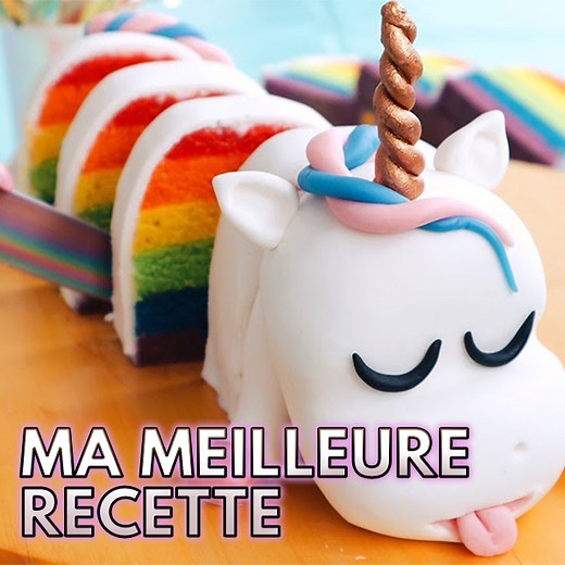 Ma plus BELLE recette ! Gâteau licorne arc en ciel | L'atelier de Roxane