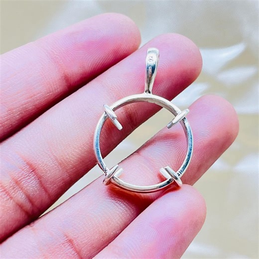 Round Coin Holder Pendant / 925 Sterling Silver / Handmade Pendant / Silver Pendant - Etsy