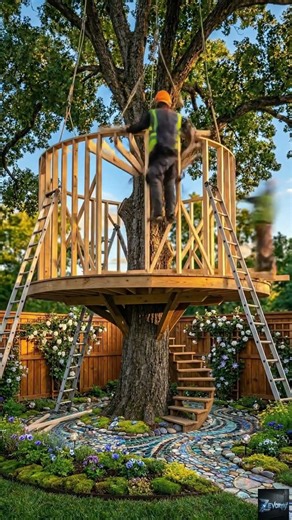 $1,000,000 Luxury Tree House Tour | Dream Living in the Trees #shorts #timelapse #treehouse